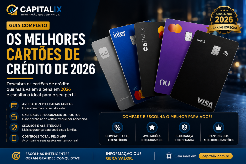 Os melhores cartões de crédito de 2026: confira o ranking atualizado