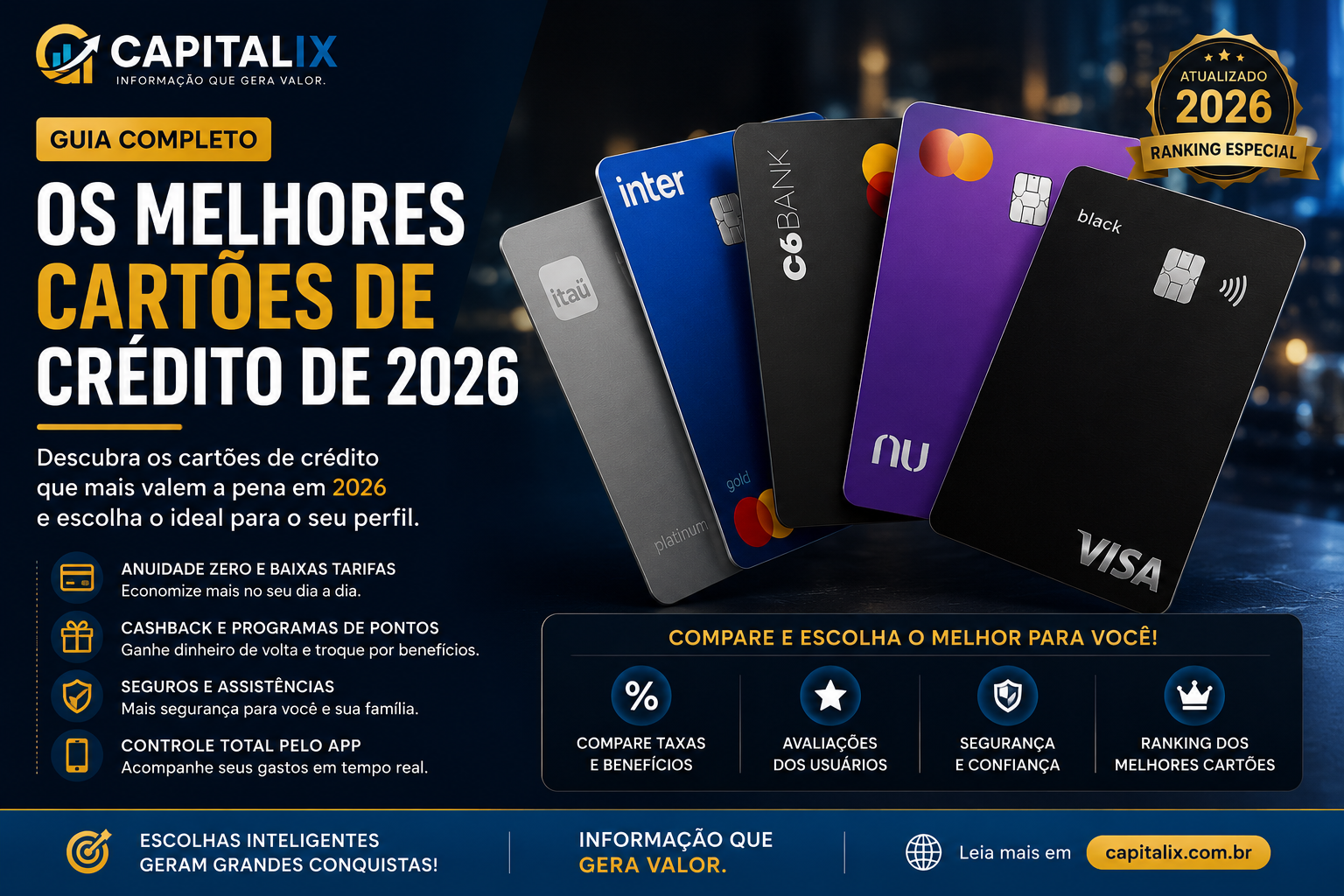 Os melhores cartões de crédito de 2026: confira o ranking atualizado