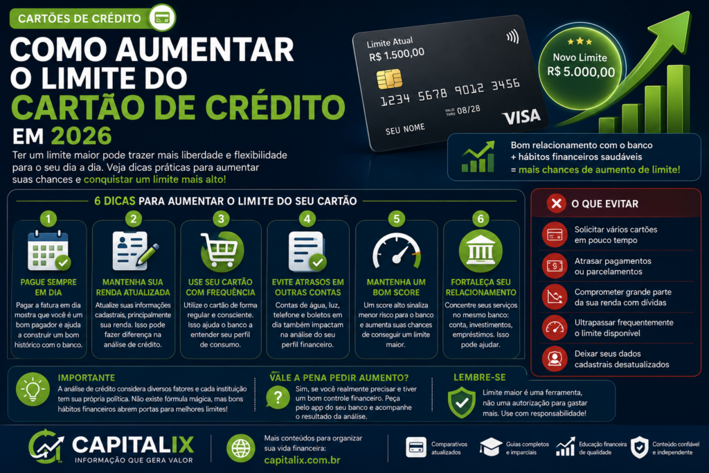 Como aumentar o limite do cartão de crédito em 2026