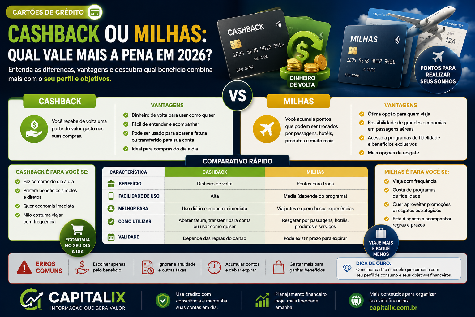 Cashback ou milhas: qual vale mais a pena em 2026?